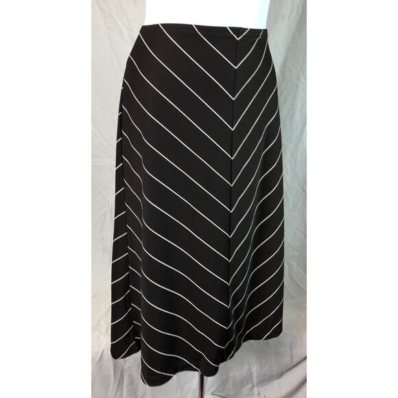 Vintage Slinky Flare Midi Skirt S Brown Stripe A Line 27”W Fairy Office Goth Y2K - Picture 3 of 7